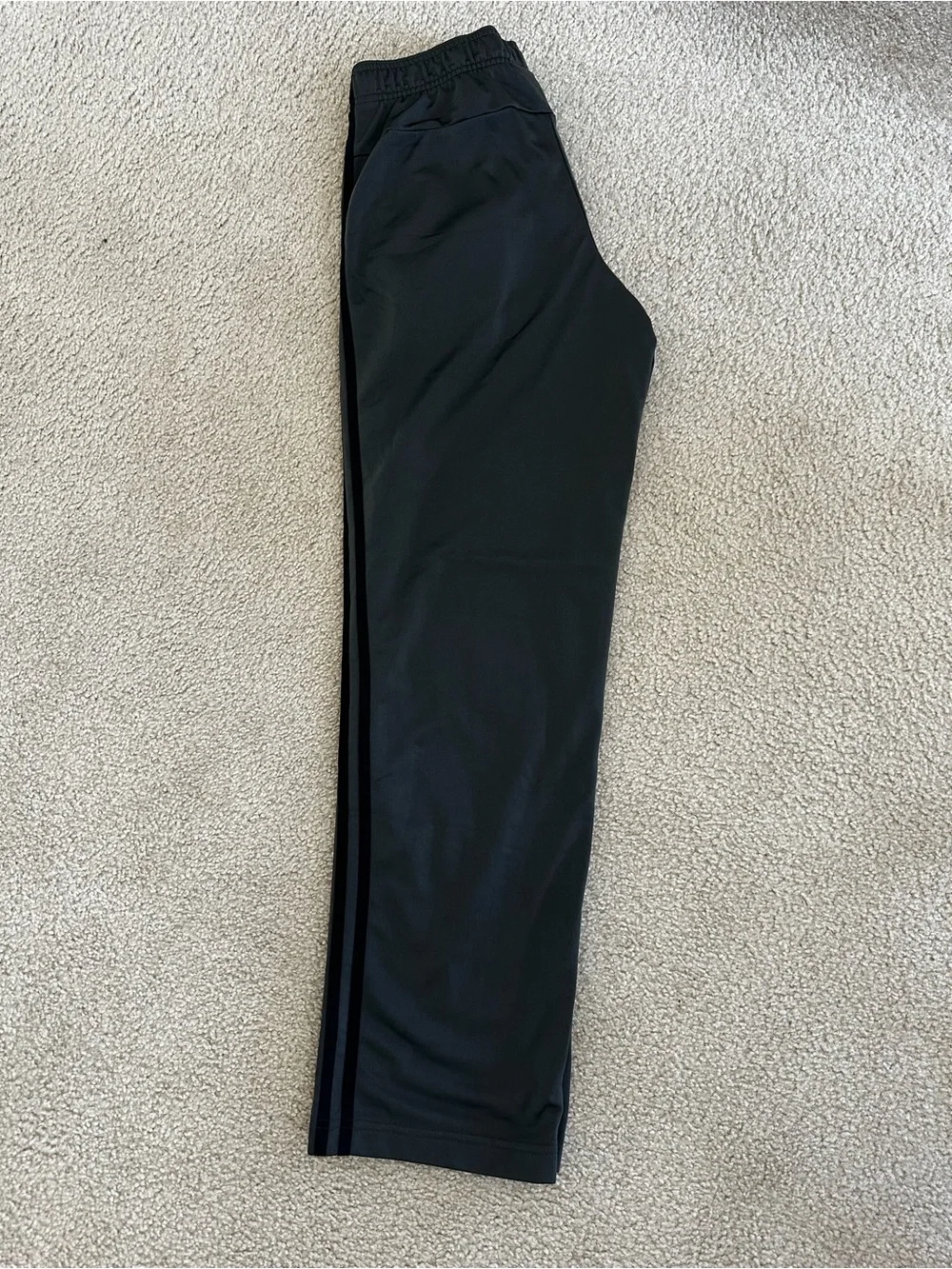 Adidas Mens Essentials 3-Stripes Open Hem Track Pants Dark Gray Black Stripes NW
